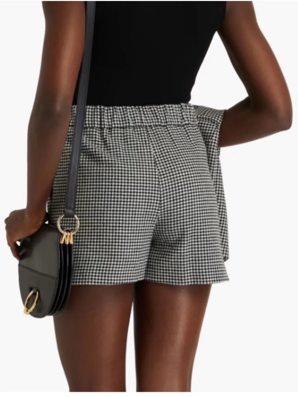 Maje Black and White Houndstooth Pleated Skort with Chain Detail - Picture 3 of 12